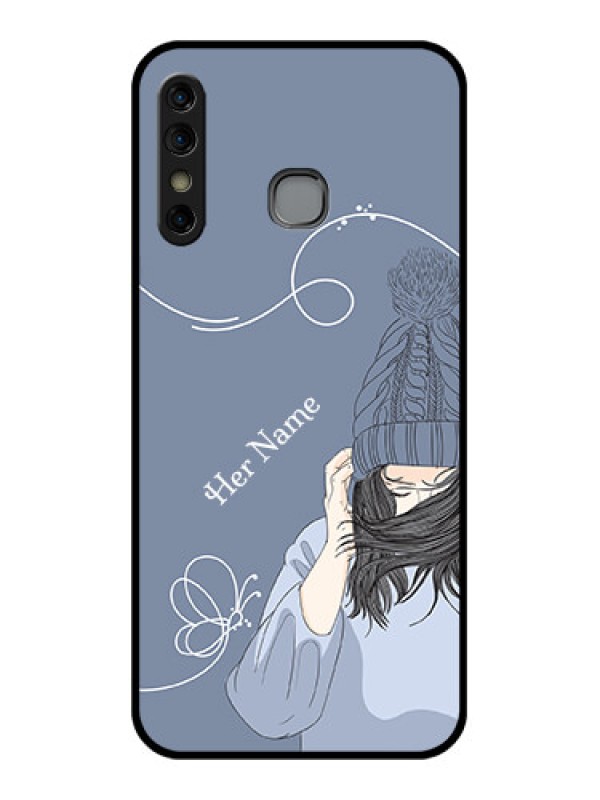 Custom Infinix Hot 8 Custom Glass Phone Case - Girl In Winter Outfit Design