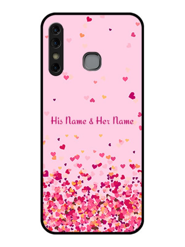 Custom Infinix Hot 8 Custom Glass Phone Case - Floating Hearts Design
