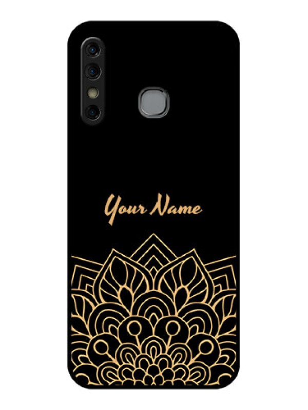 Custom Infinix Hot 8 Custom Glass Phone Case - Golden Mandala Design