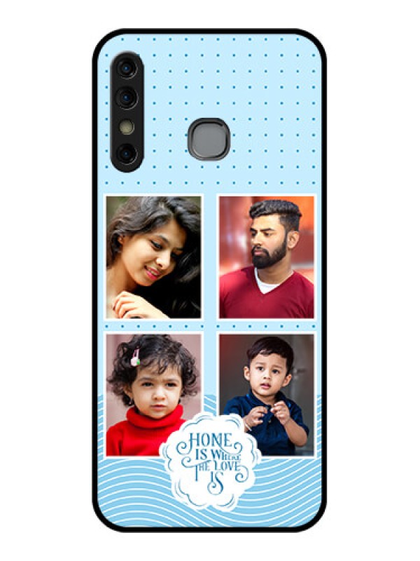 Custom Infinix Hot 8 Custom Glass Phone Case - Cute Love Quote With 4 Pic Upload Design