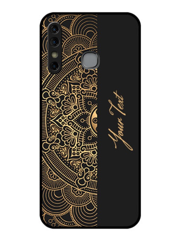 Custom Infinix Hot 8 Custom Glass Phone Case - Mandala Art With Custom Text Design
