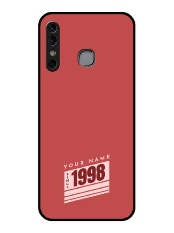 Custom Infinix Hot 8 Custom Glass Phone Case - Red Custom Year Of Birth Design