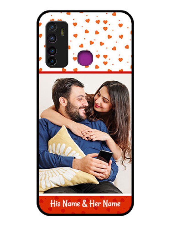 Custom Infinix Hot 9 Custom Glass Phone Case - Orange Love Symbol Design