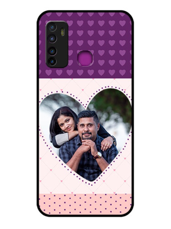 Custom Infinix Hot 9 Custom Glass Phone Case - Violet Love Dots Design