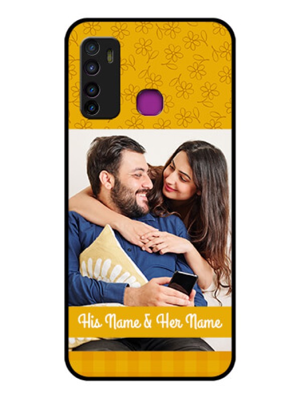 Custom Infinix Hot 9 Custom Glass Phone Case - Yellow Floral Design