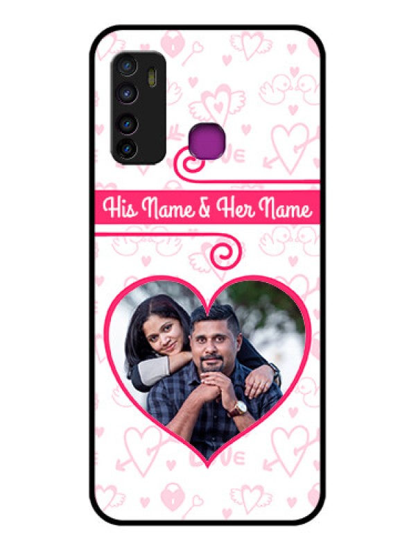 Custom Infinix Hot 9 Custom Glass Phone Case - Heart Shape Love Design