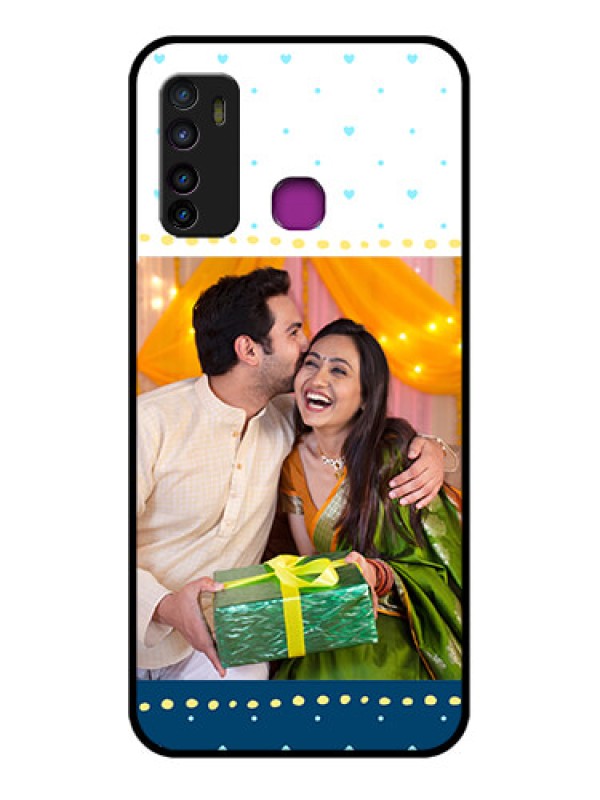 Custom Infinix Hot 9 Custom Glass Phone Case - White And Blue Abstract Design