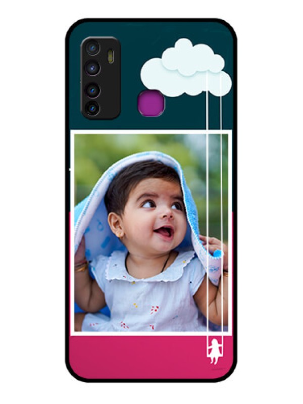 Custom Infinix Hot 9 Custom Glass Phone Case - Cute Girl With Cloud Design