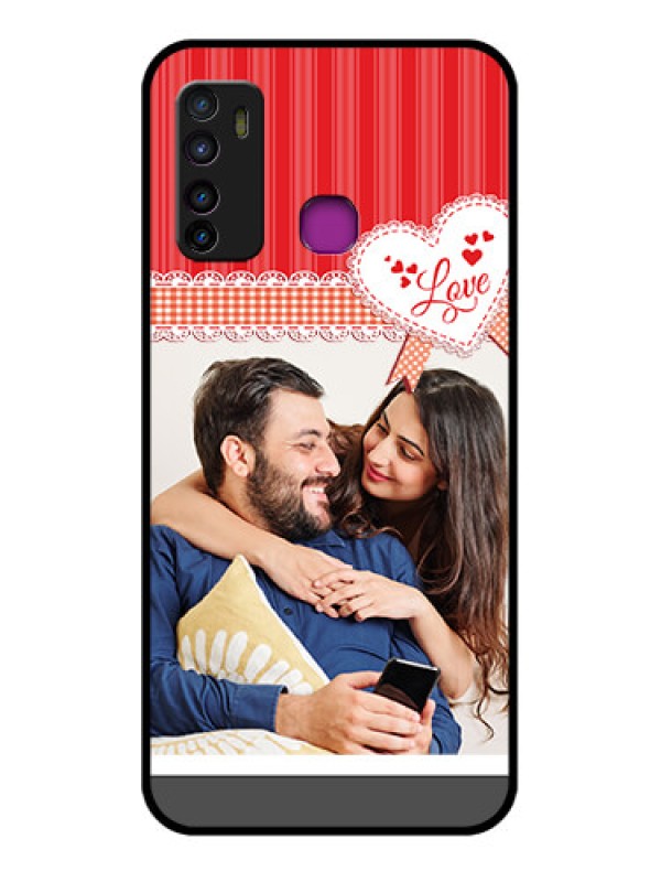 Custom Infinix Hot 9 Custom Glass Phone Case - Red Love Pattern Design