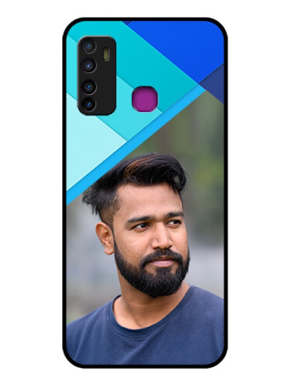 Custom Infinix Hot 9 Custom Glass Phone Case - Blue Pattern Design