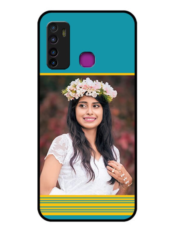 Custom Infinix Hot 9 Custom Glass Phone Case - Yellow & Blue Design