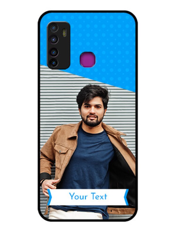 Custom Infinix Hot 9 Custom Glass Phone Case - Simple Blue Color Design