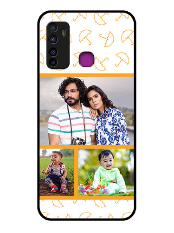 Custom Infinix Hot 9 Custom Glass Phone Case - Yellow Pattern Design