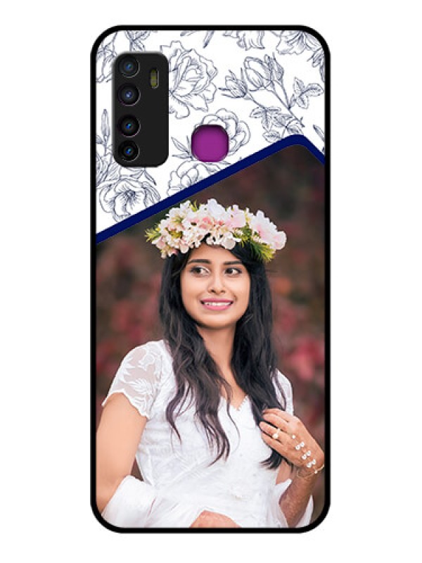 Custom Infinix Hot 9 Custom Glass Phone Case - Classy Floral Design