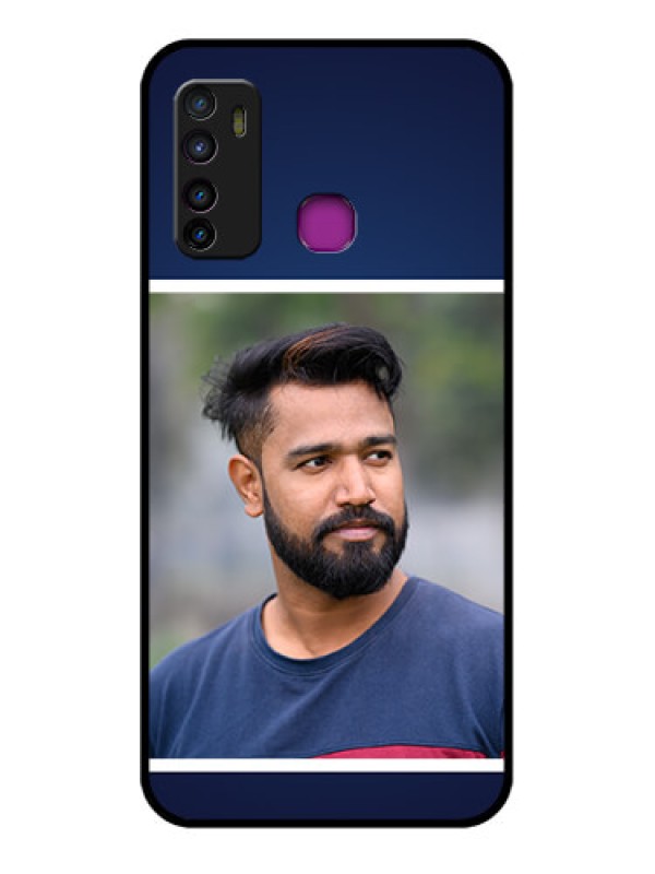 Custom Infinix Hot 9 Custom Glass Phone Case - Simple Royal Blue Design