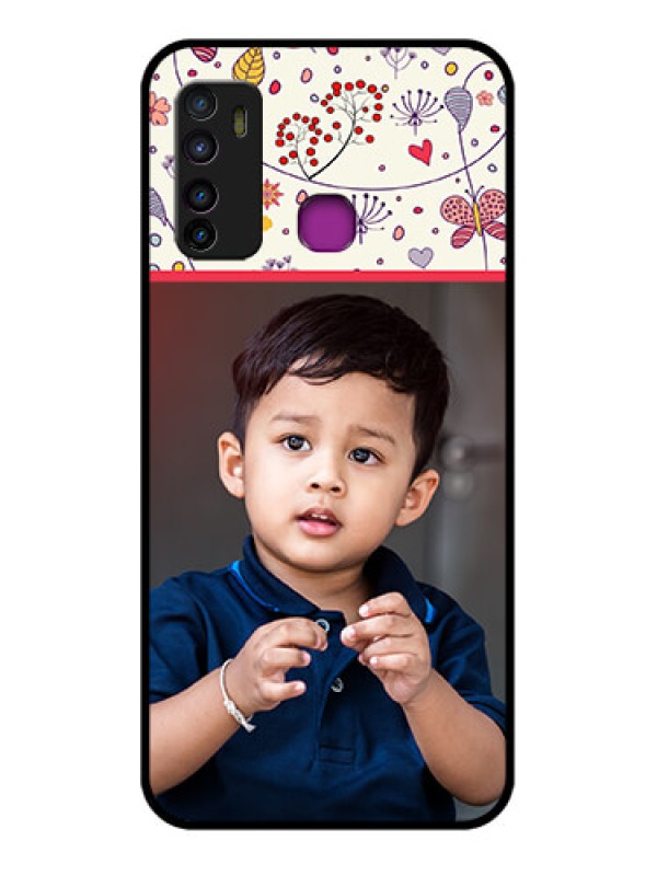 Custom Infinix Hot 9 Custom Glass Phone Case - Premium Floral Design