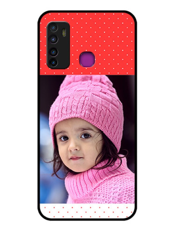 Custom Infinix Hot 9 Custom Glass Phone Case - Red Pattern Design