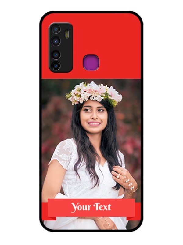 Custom Infinix Hot 9 Custom Glass Phone Case - Simple Red Color Design