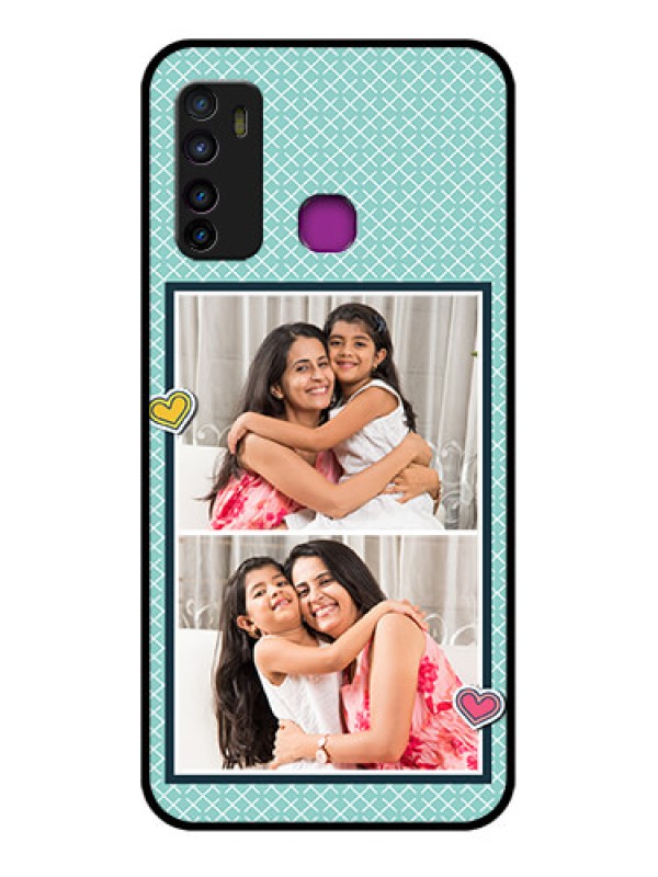 Custom Infinix Hot 9 Custom Glass Phone Case - 2 Image Holder With Pattern Design