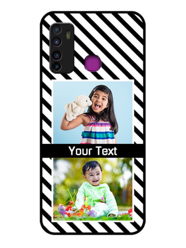 Custom Infinix Hot 9 Custom Glass Phone Case - Black And White Stripes Design