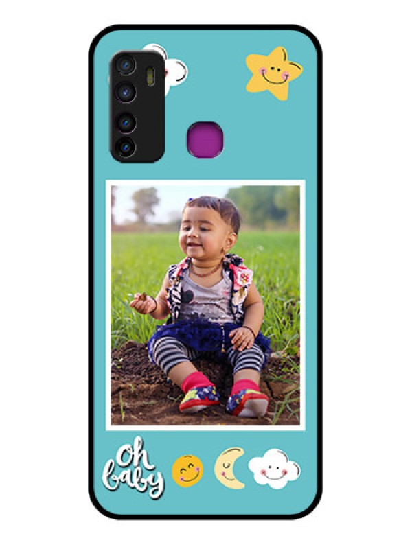 Custom Infinix Hot 9 Custom Glass Phone Case - Smiley Kids Stars Design