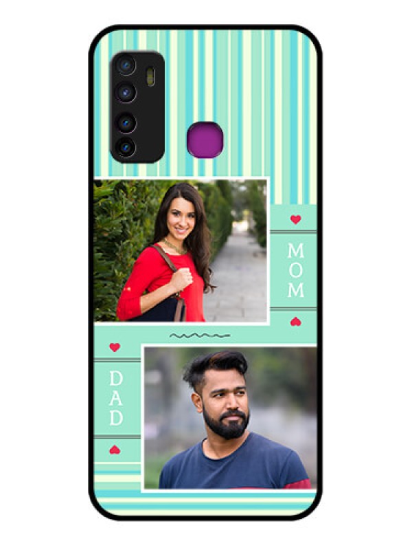 Custom Infinix Hot 9 Custom Glass Phone Case - Mom & Dad Pic Design