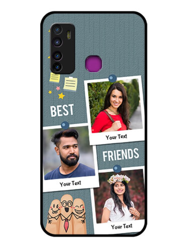 Custom Infinix Hot 9 Custom Glass Phone Case - Sticky Frames And Friendship Design