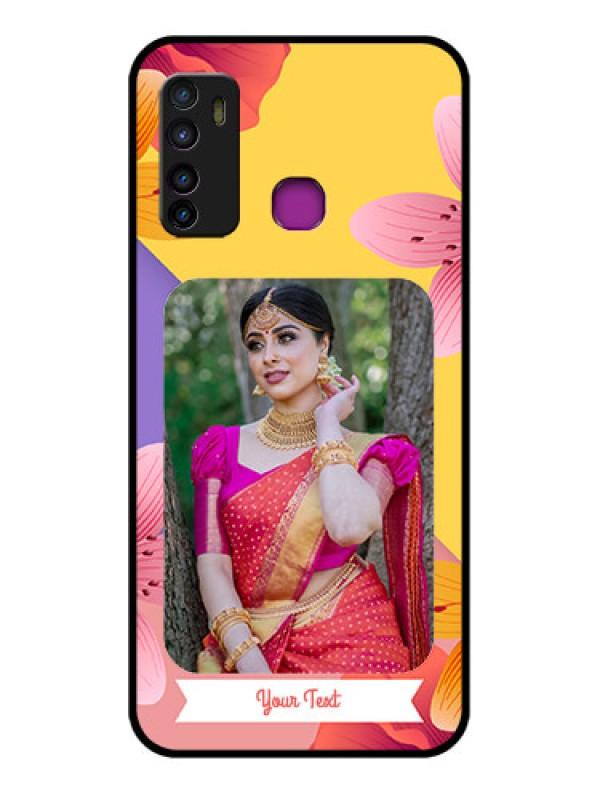 Custom Infinix Hot 9 Custom Glass Phone Case - 3 Image With Vintage Floral Design