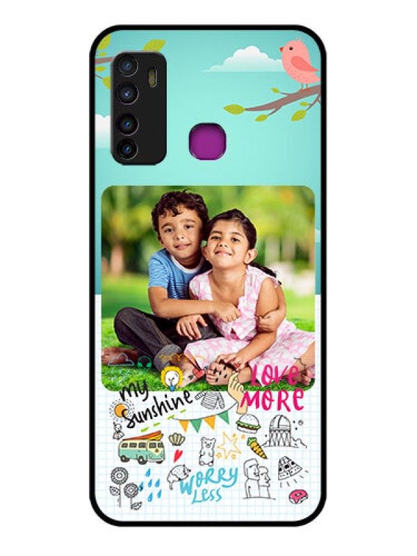 Custom Infinix Hot 9 Custom Glass Phone Case - Doodle Love Design