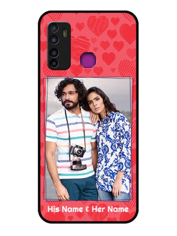 Custom Infinix Hot 9 Custom Glass Phone Case - With Red Heart Symbols Design