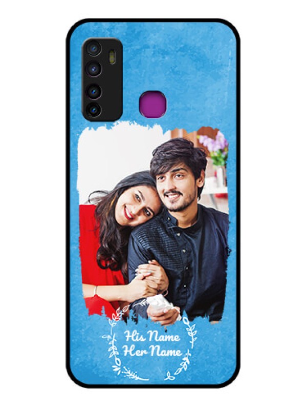 Custom Infinix Hot 9 Custom Glass Phone Case - Blue Color Vintage Design