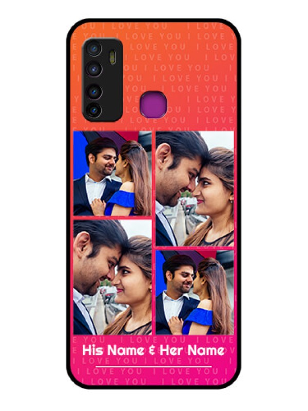 Custom Infinix Hot 9 Custom Glass Phone Case - I Love You Pink Design