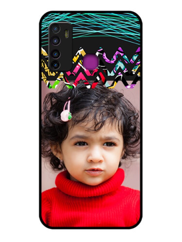 Custom Infinix Hot 9 Custom Glass Phone Case - Neon Abstract Design