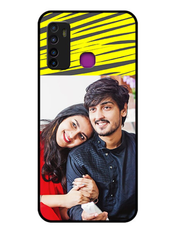 Custom Infinix Hot 9 Custom Glass Phone Case - Yellow Abstract Design