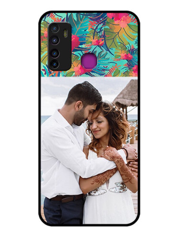 Custom Infinix Hot 9 Custom Glass Phone Case - Watercolor Floral Design