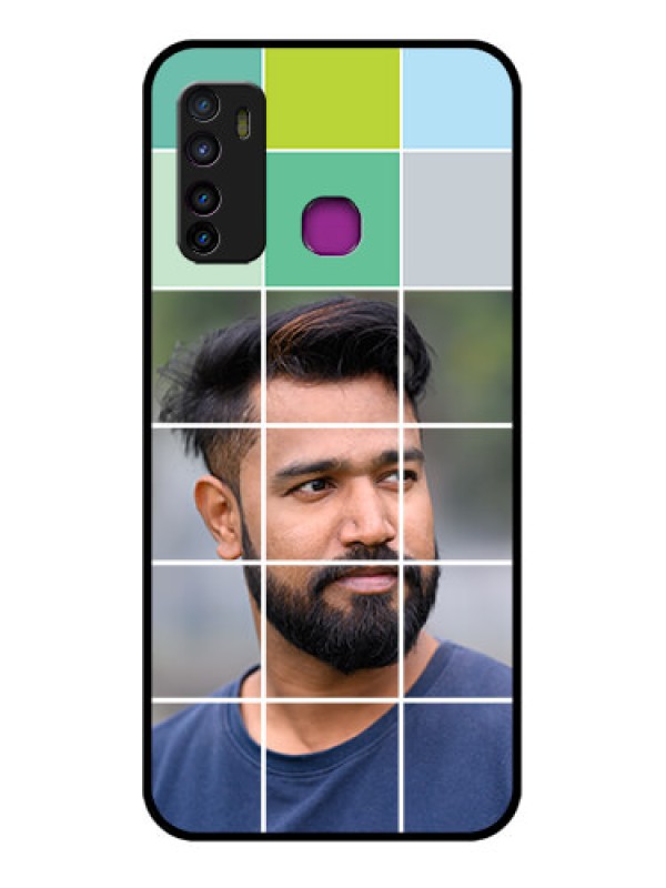 Custom Infinix Hot 9 Custom Glass Phone Case - With White Box Pattern