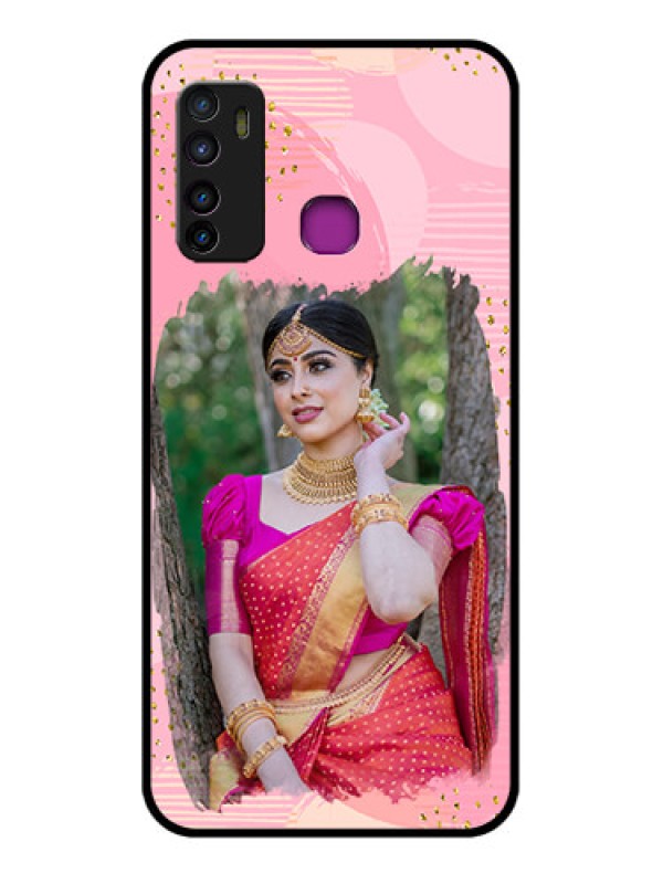 Custom Infinix Hot 9 Custom Glass Phone Case - Gold Glitter Splash Design