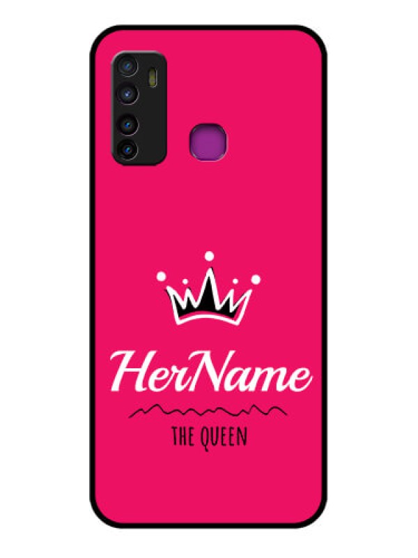 Custom Infinix Hot 9 Custom Glass Phone Case - Queen With Name Design