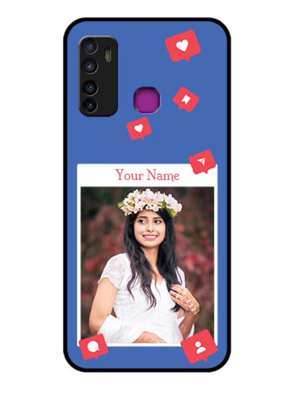 Custom Infinix Hot 9 Custom Glass Phone Case - Like Share And Comment Design