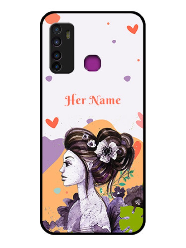 Custom Infinix Hot 9 Custom Glass Phone Case - Woman And Nature Design