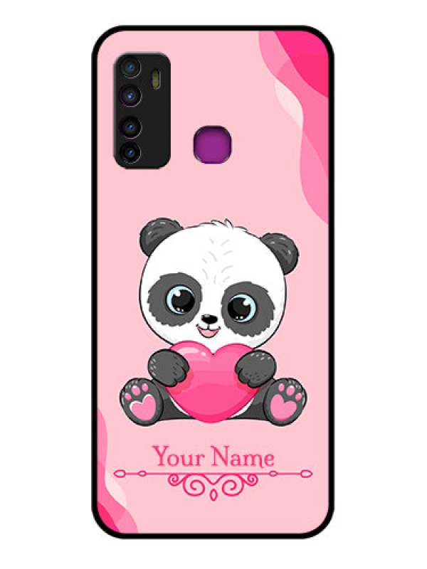 Custom Infinix Hot 9 Custom Glass Phone Case - Cute Panda Design