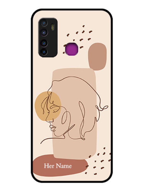 Custom Infinix Hot 9 Custom Glass Phone Case - Calm Woman Line Art Design