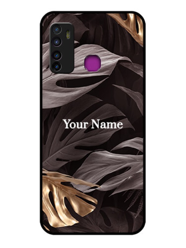 Custom Infinix Hot 9 Custom Glass Phone Case - Wild Leaves Digital Paint Design
