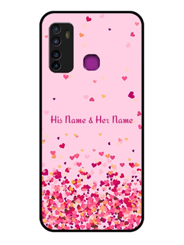 Custom Infinix Hot 9 Custom Glass Phone Case - Floating Hearts Design