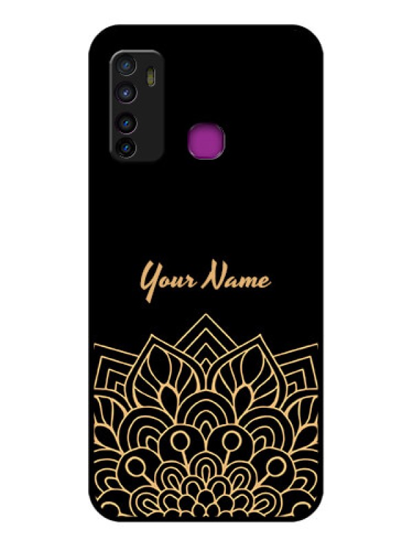 Custom Infinix Hot 9 Custom Glass Phone Case - Golden Mandala Design