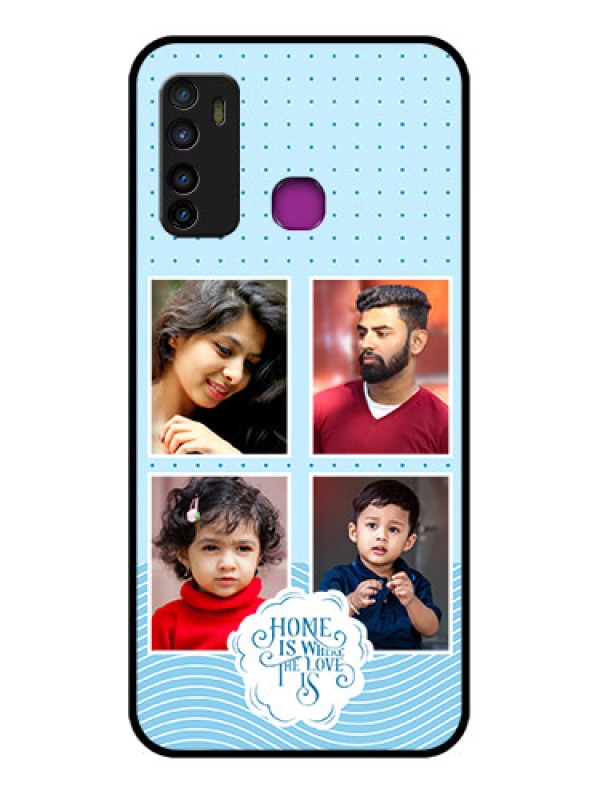 Custom Infinix Hot 9 Custom Glass Phone Case - Cute Love Quote With 4 Pic Upload Design