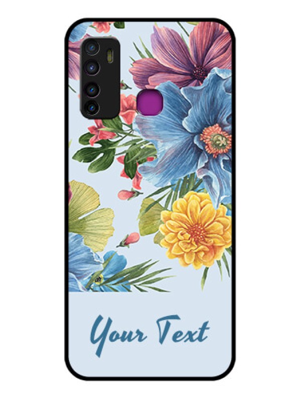 Custom Infinix Hot 9 Custom Glass Phone Case - Stunning Watercolored Flowers Painting Design