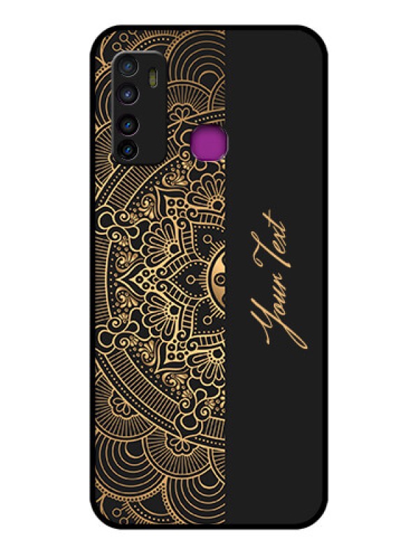 Custom Infinix Hot 9 Custom Glass Phone Case - Mandala Art With Custom Text Design