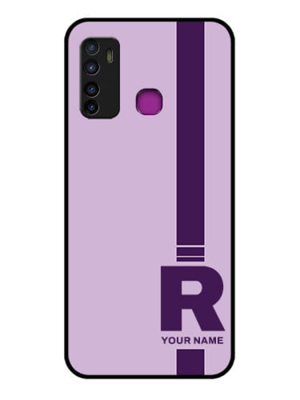 Custom Infinix Hot 9 Custom Glass Phone Case - Simple Dual Tone Stripe With Name Design