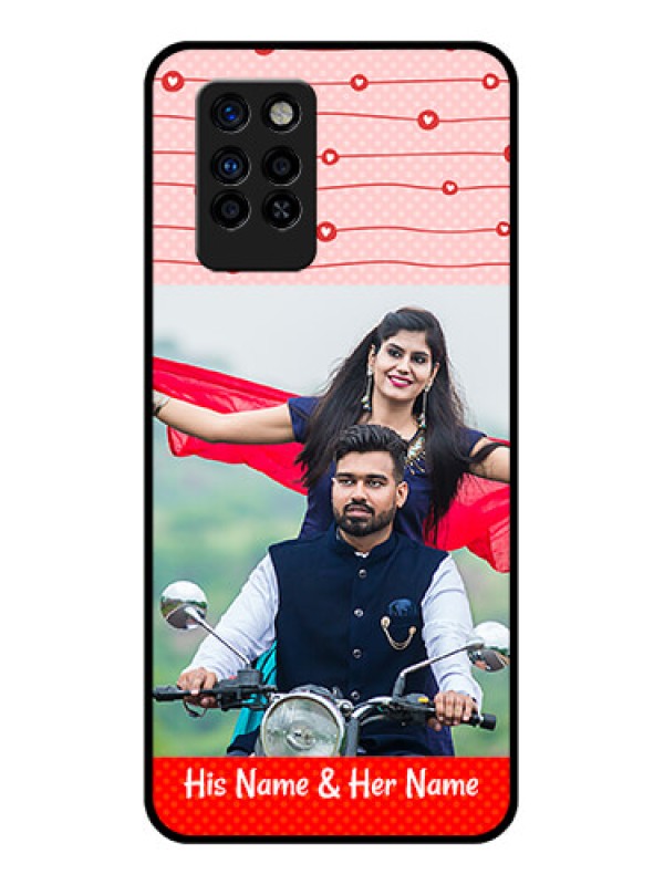 Custom Infinix Note 10 Pro Personalized Glass Phone Case - Red Pattern Case Design